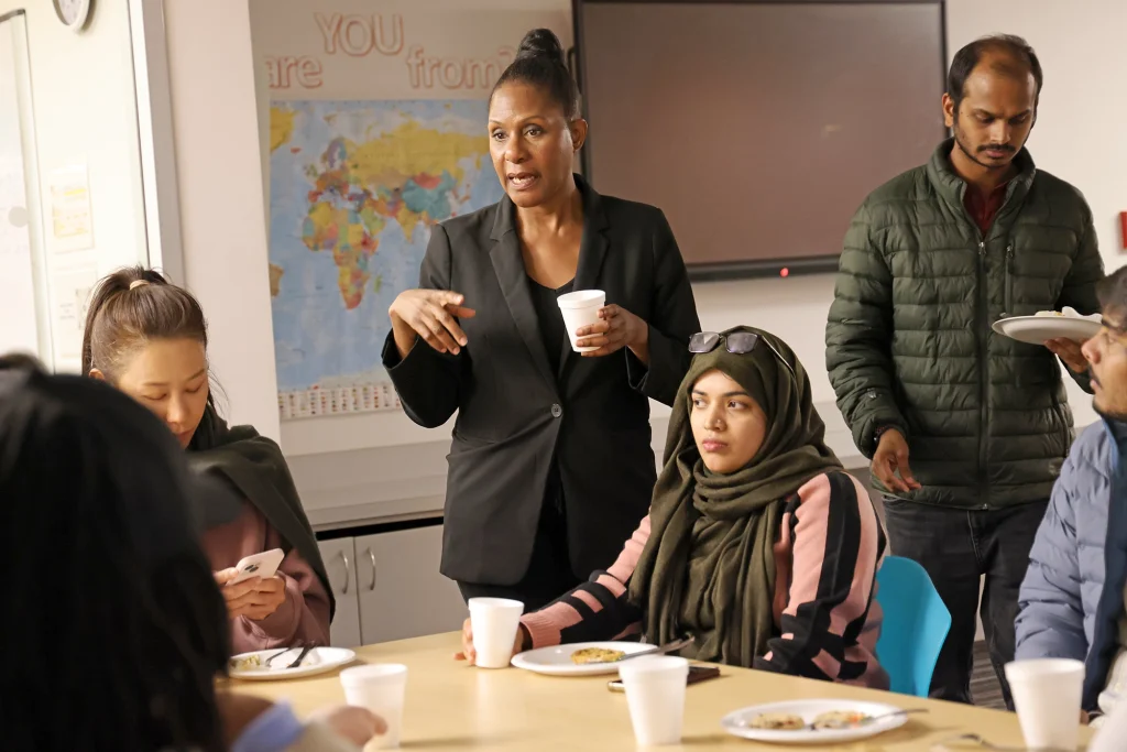 Westcliff University, Santa Monica, CA. Students meeting in classroom